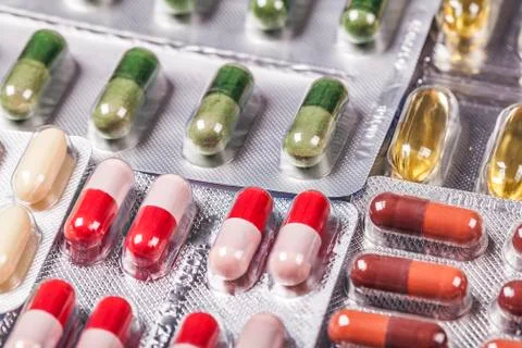 Set of pills inpack Stock Photos