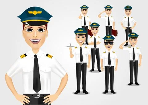 Set of pilots Stock Illustration