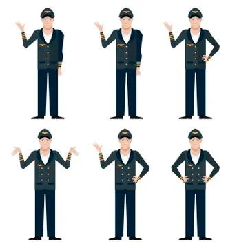 Set of Pilots Stock Illustration