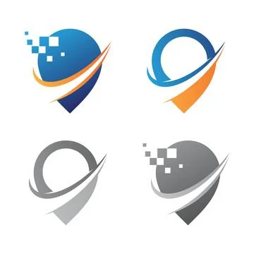 Set pin GPS navigation technology design with pixel for your business IT Stock Illustration