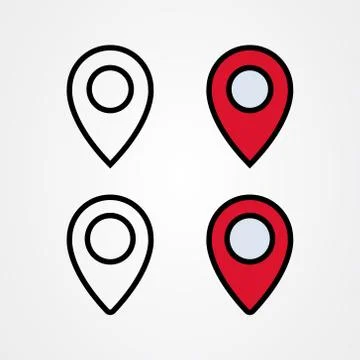 Set of pin location icon vector template. Stock Illustration