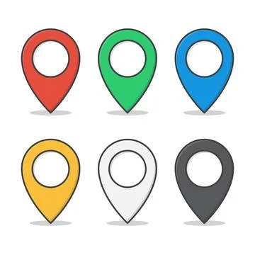 Set Of Pin Map Place Location Vector Icon Illustration. Map Pointer Flat Icon Stock Illustration