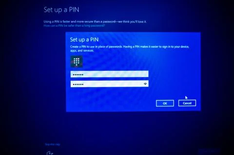 Set up a PIN security measures during upgrade Stock Photos