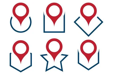 Set pin symbol variation on flat style illustration for web Stock Illustration