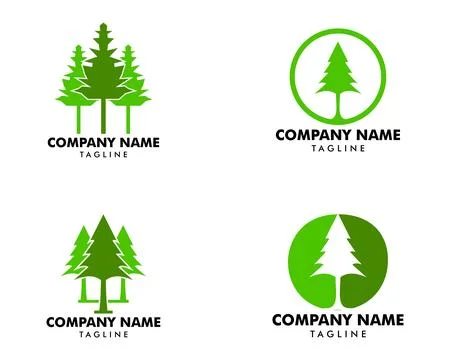 Set of Pine tree Logo design inspiration Stock Illustration