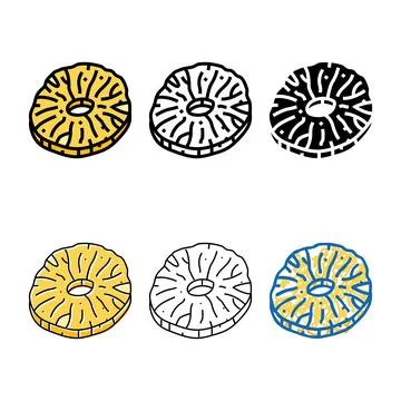 Set pineapple dried fruit color icon vector Stock Illustration