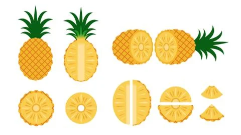 Set of pineapple isolated on white background - Vector illustration Stock Illustration