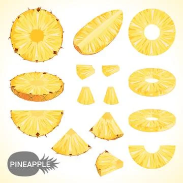 Set of pineapple in various styles vector format Stock Illustration