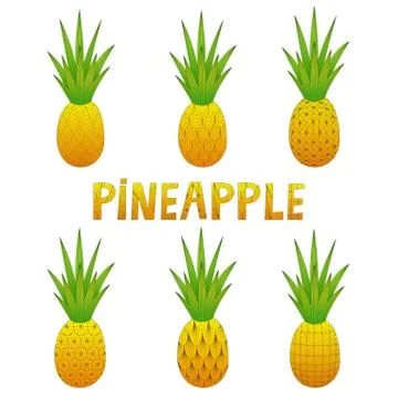 A set of pineapples. Doodle. Colorful vector illustration. Stock Illustration