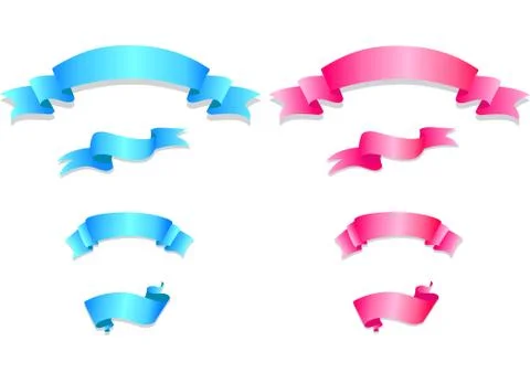 Set of pink and blue ribbons Stock Illustration