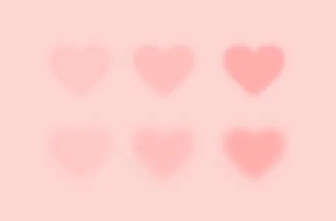 Set of pink blurred hearts, vector illustration. Stock Illustration