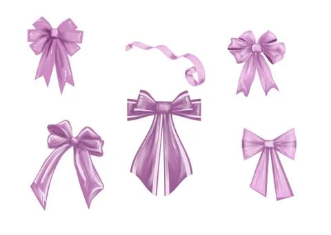 Set of pink bows Stock Illustration