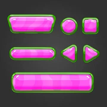 Set pink  button in cartoon style Stock Illustration