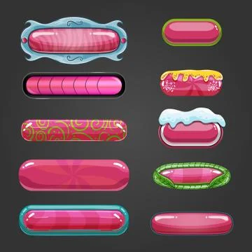 Set of pink button for game design Stock Illustration