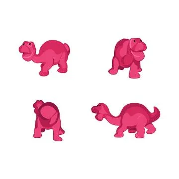 Set of pink dinosaurs. Stock Illustration
