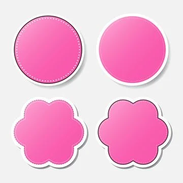 Set of pink empty circle sticker, vector illustration EPS10. Stock Illustration