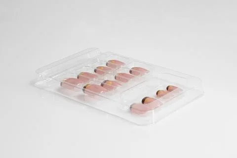 A set of pink false nails isolated on white background Stock Photos