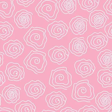 Set of pink flowers, buds. The vector Pattern is seamless with roses in a linear Illustrazione stock