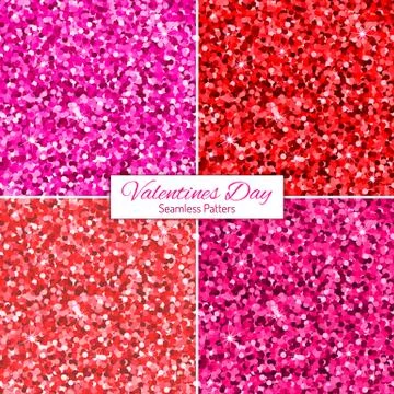 Set of pink glitter seamless patterns. Stock Illustration