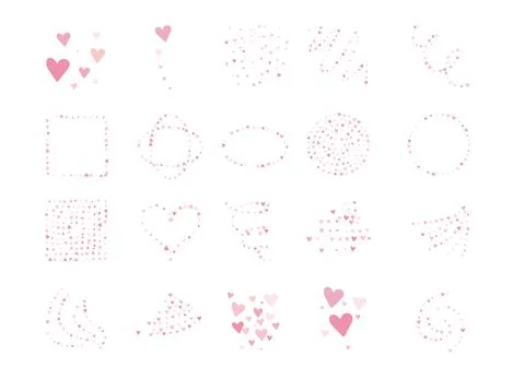 Set with pink hand drawn festive decorative glitter Stock Illustration