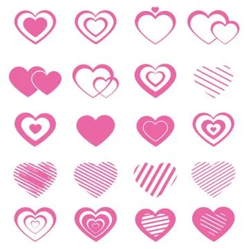 Set of pink hearts Stock Illustration