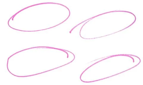 Set of pink highlight circles isolated on white background cut out design e.. Stockfoto's