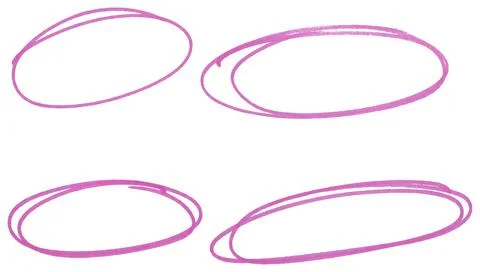 Set of pink highlight circles isolated on white background cut out design e.. Stock Photos