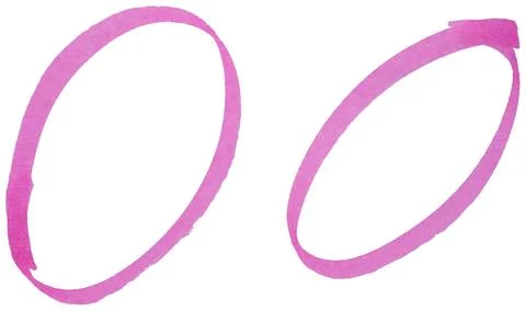Set of pink highlight circles isolated on white background cut out design e.. Stock Photos