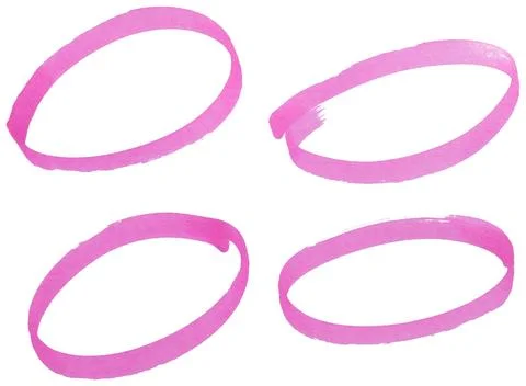 Set of pink highlight circles isolated on white background cut out design e.. Stockfoto's