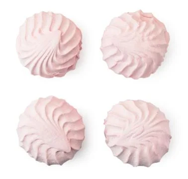 Set of pink marshmallows on a white. The form of the top. Stock Photos