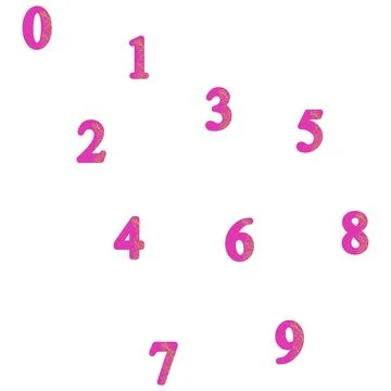 A set of pink numbers with a green pattern. From zero to nine. White backgro Stockillustratie