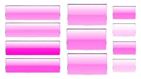 Set of pink rectangular and square glass transparent bright beautiful vector  Stock Illustration