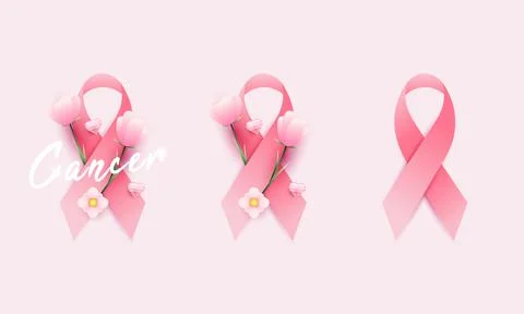 Set of pink ribbons on a white background, suitable for women's day and cance Illustrazione stock