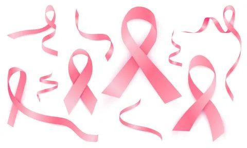Set of pink ribbons on a white background, suitable for women's day and cance Stock-Illustration