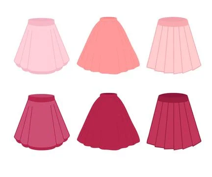 A set of pink skirts. Vector illustration isolated on white background Stock Illustration
