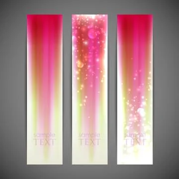 Set of pink striped banners Stock Illustration