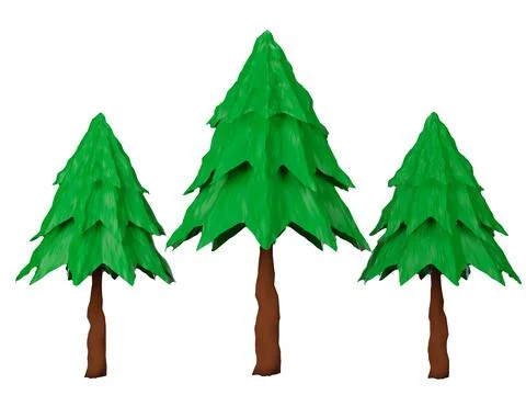 Set of pinr Trees 3D rendering. Stock Illustration