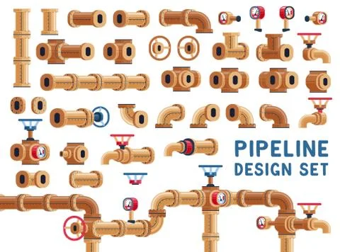 Set for pipeline design Stock Illustration