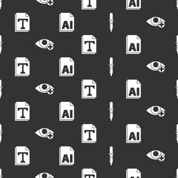 Set Pipette, Red eye effect, Text file document and AI file document on seaml Stock Illustration