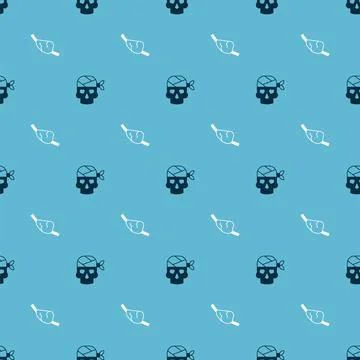 Set Pirate captain and eye patch on seamless pattern. Vector イラスト素材