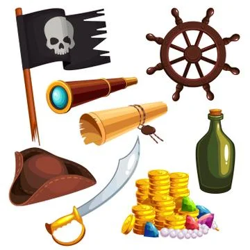Set of pirate elements Stock Illustration