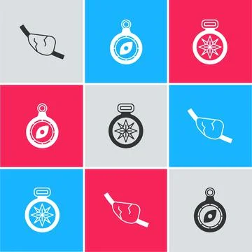 Set Pirate eye patch, Compass and icon. Vector Stock Illustration