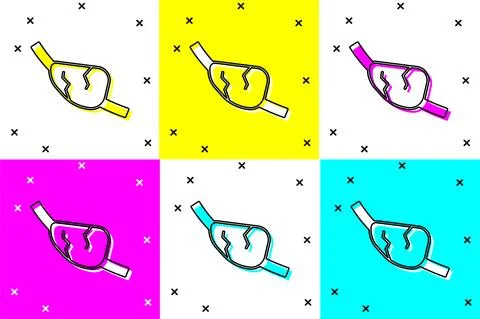 Set Pirate eye patch icon isolated on color background. Pirate accessory. Vector 스톡 일러스트