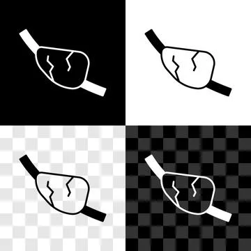 Set Pirate eye patch icon isolated on black and white, transparent background Ilustración de archivo
