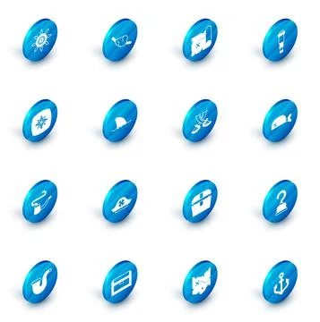 Set Pirate eye patch, treasure map, Spyglass telescope lens, Wind rose, Smoking Ilustración de archivo