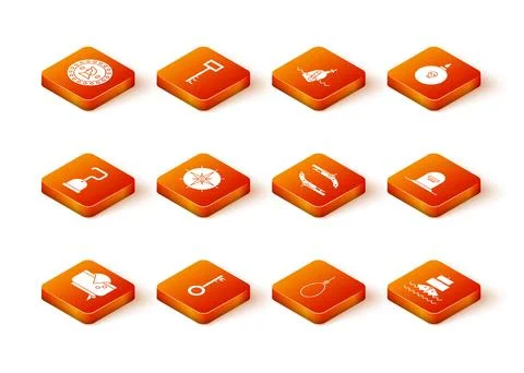 Set Pirate hat, key, hook, Wind rose, Gallows rope loop hanging, Vintage pi.. Stock Illustration