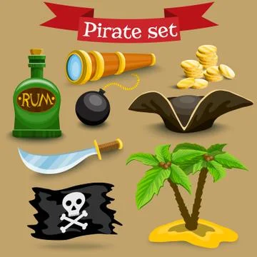 Set with pirate simbols Stock Illustration
