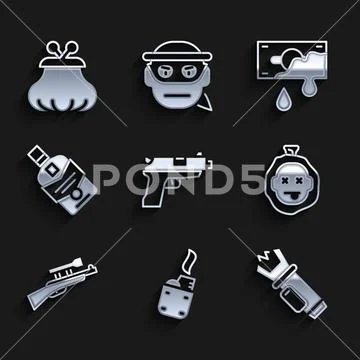 Set Pistol or gun, Lighter, Police electric shocker, Murder, Sniper