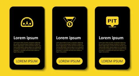 Set Pit stop, Medal and Speedometer. Business infographic template. Vector Stock Illustration