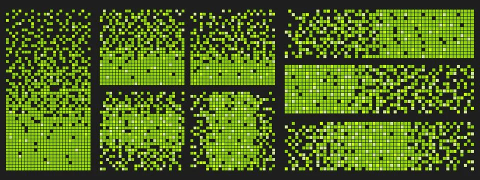 Set of pixel abstract mosaic backgrounds. Scattered dotted pattern. Vector .. Stock Illustration